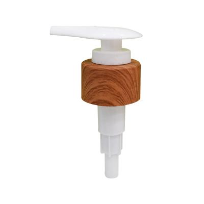 China Non Spill Customized Wholesale 28mm Wood Grain Water Transfer Lotion Pump for sale