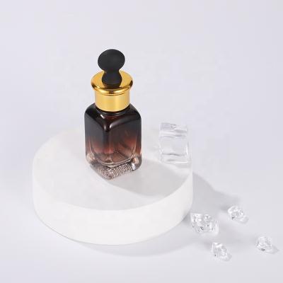 China Amber Essential Oil Dropper 20Ml Large High End Square Face Skin Care Personal Care Gradient Dropper Glass Bottle for sale