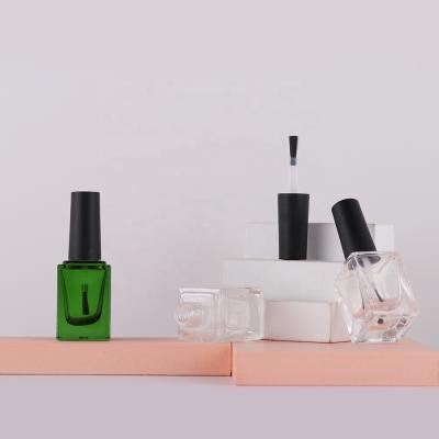 China New Design Personal Care Mini Square Empty Fashion Transparent Empty Nail Polish Bottle 13ml Customized Gel Nail Polish Glass Bottle With Brush for sale