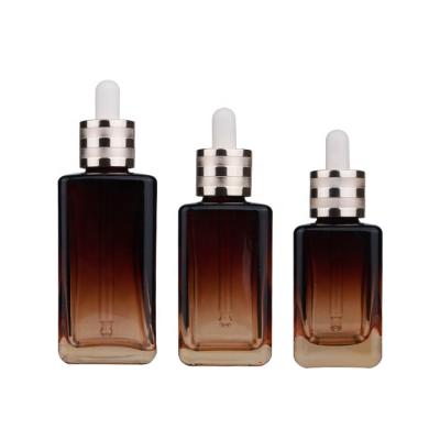 China Newest Square 50ml Square Glass Bottle Personal Care Essence Serum Classic Dropper Bottle for sale