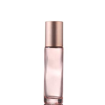 China Hot Selling Personal Care Roller 10ml Pink Glass Bottle With Steel Roller Rose Gold Cap For Essential Oil Perfume Cosmetic for sale