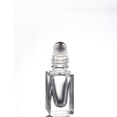 China Personal Care Mini Square Roll On Glass Perfume Essential Oil Roll Ball Bottle 3ml Clear On 3ml Bottle for sale