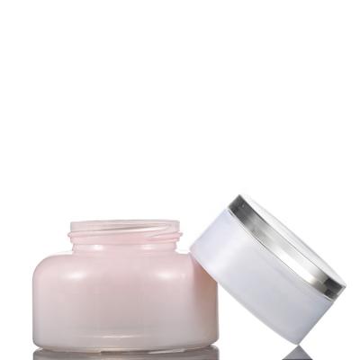 China Personal Care Fancy 30g 50g Gradient Rose Cosmetic Glass Cream Jar For Face Cream for sale