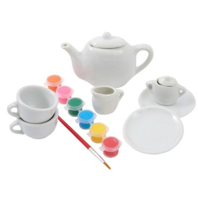 China DIY Plastic Kids Painted Graffiti Teapot Set for sale