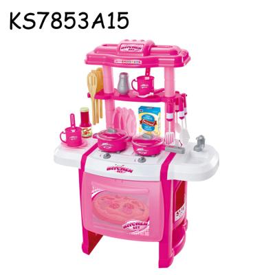 China Plastic Pretend Modern Play Toy Plastic Music And Light Up Kitchen Cooking Bench Toy for sale