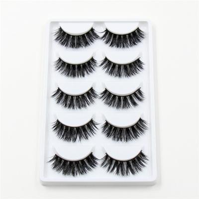 China Flexible 5 Pairs Mink Eyelashes 5d lashes full volume lashes pound Siberian 3d mink strip lashes 5 pairs pack K01 for sale