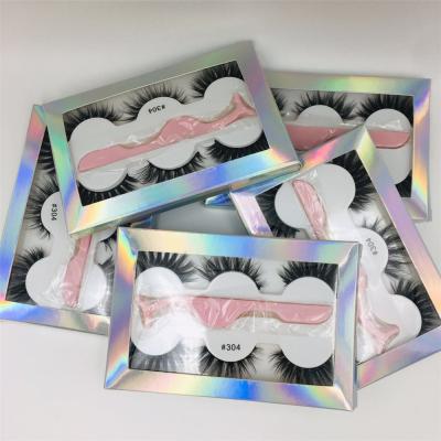 China 3 Pairs Flexible Faux Mink Eyelashes With Tweezers /set New 3 Pairs With Tweezers 1pc Long Tapered Fluffy Dramatic Lashes for sale