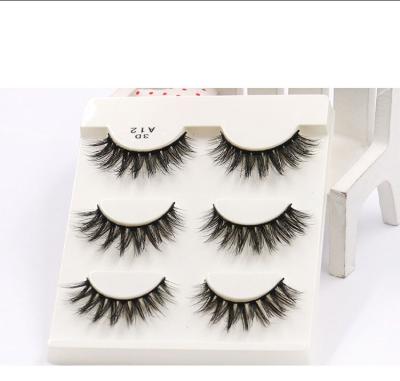 China Flexible False Eyelashes 3 Pairs Real 3D Mink Lashes Soft False Eyelashes False Eyelashes Eyelash Extension Natural Thick Makeup for sale