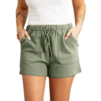 China 2022 Hot Selling Wholesale Drawstring QUICK DRY Plain Elastic Waist Pocketed Women Casual Summer Short Pants for sale