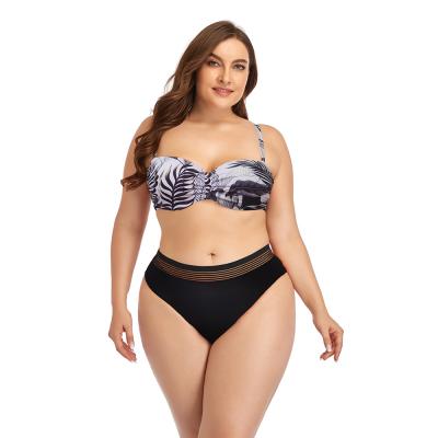 China 2022 Plus Size Women Breathable Swimwear Bikini Beach Wear Print Two Piece Swimsuit For Women Fat Slit Swimwear for sale