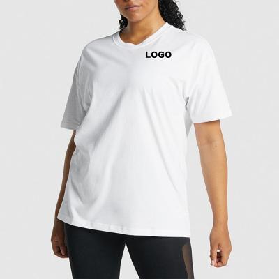 China QUICK DRY custom made high quality oversized plain heavy shoulder cotton blank OEM drop t-shirt for women for sale