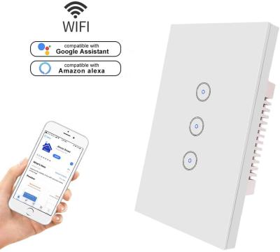 China Remote Control By App And Timer US Wifi Switch Push Standard Wifi Smart Wall Us Wifi Light Touch Switch for sale