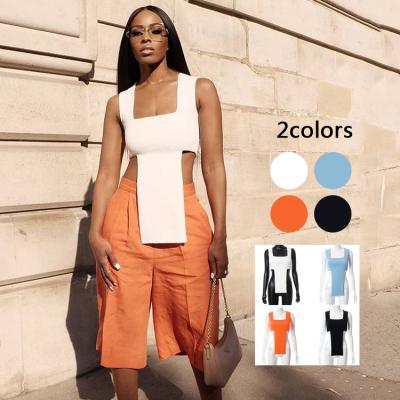 China New Fashion Design Square Collar QUICK-DRY T-Shirts Square Collar Sleeveless Crop Top Summer Tank Crop Tops For Women for sale