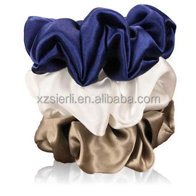 China Popular Silk Hair Scrunchies Hairstyle Ties 100% Pure Silk Scrunchy Set Custom Hair Bands for sale