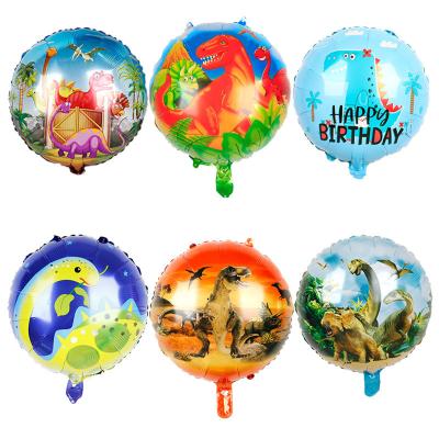 China Cartoon Dinosaur Aluminum Foil Round Balloon Baby Shower Kids Birthday Party Supplies for sale