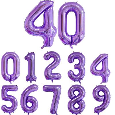 China Party Supplies 40 Inch Purple Number Aluminum Foil Balloons Birthday Festival Party Supplies for sale