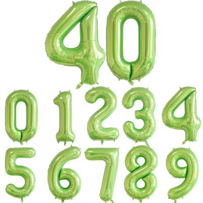 China Party Supplies Green 40 Inch Fruit Number 0 - 9 Foil Balloons Birthday Party Supplies Green for sale