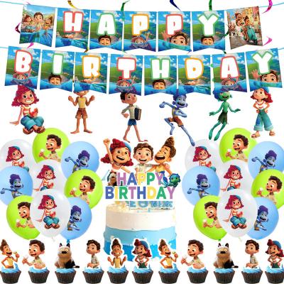 China Latex Paper LUCA Theme Party Set with Happy Birthday Banner Balloon Cake Topper for Kids Birthday Party for sale