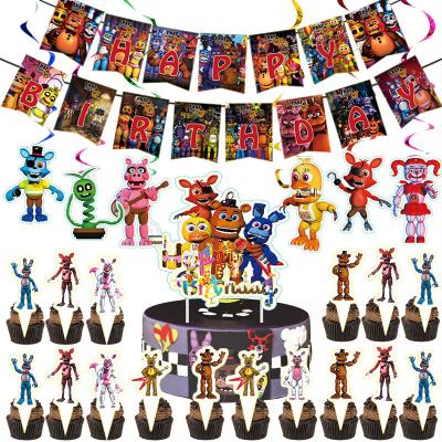 China Party Supplies Five Nights At Freddy's Balloon Banners Cake Inserts Cake Topper For Birthday Party Baby Shower Supplies Kids Toys for sale