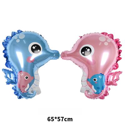 China Cute Ocean Aluminum Foil Balloons Ocean Foil Balloons Seahorse Dolphin Dolphin Animal Shark for sale