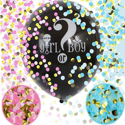 China Gender Reveal Party High Quality 36Inch Black Boy Or Girl Latex Balloon With Gold Confetti Baby Blue Pink Gender Reveal Party Decorations Wholesale for sale