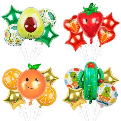 China Tropical Aluminum Foil Summer Fruit Foil Balloons Set Party Supplies Baby Shower Decoration for sale