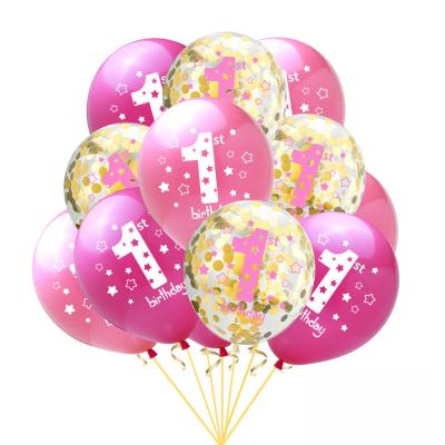 China Supplies Wholesale One Year Latex Balloon Newcomer Latex 1st Birthday Boy or Girl Birthday Party Decorations for sale