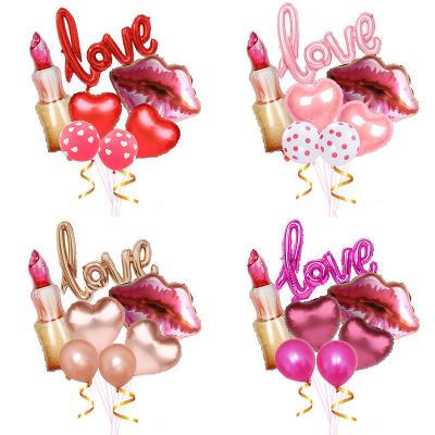 China Party Supplies Valentine's Day Foil Balloon Set Love Girl Lipstick Lipstick For Wedding Engagement Proposal Decoration for sale