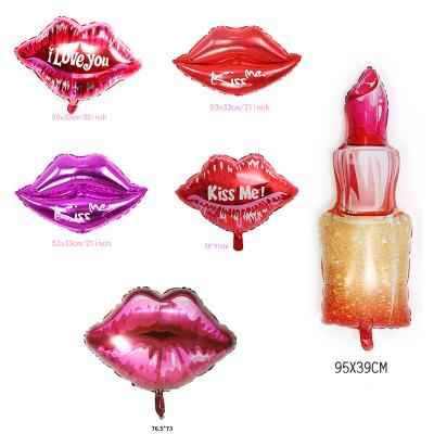 China Red Foil Kiss Mouth Lip Balloon Lipstick Shape Balloons For Girl Birthday Party Decoration Bachelorette Party Supplies for sale