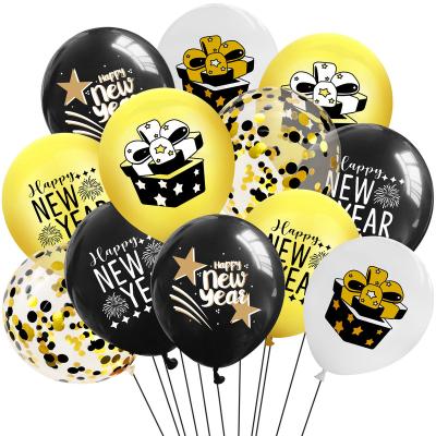 China Black Balloon Paper Cake Spiral Flag Pull Happy New Year 2022 Set Party Decoration for sale