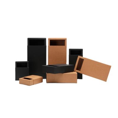 China Recycled Materials Supplier Small Style Luxury Custom Black Gift Wrapping Paper Cardboard Slide Storage Cardboard Packaging Drawer Box for sale