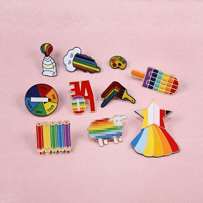 China Wholesale Soft Lesbian Gay Pin LGBT Pride Badge Rainbow Enamel Lapel From Europe for sale