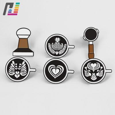 China Custom Flower Lapel Pins Pulled By Creative Europe Flower Metal Badge Coffee for sale