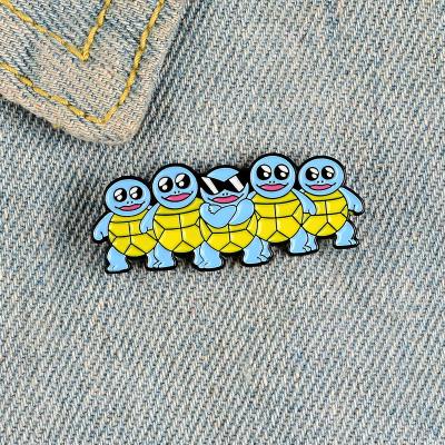 China Europe Five Small Squirtle Anime Enamel Pin Cartoon Cute Lapel Pin Custom Brooches for sale