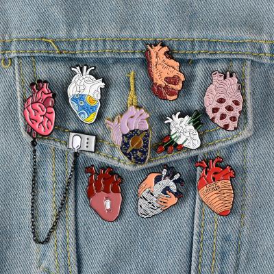 China Europe Organ Heart Series Enamel Pin Eyes Hug Rose Universe Starry Night Heart Brooches Clothes Badges Lapel Pin Brooches for sale