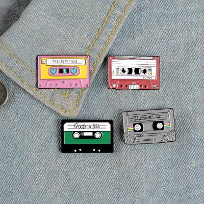 China Europe 90s Music Tape Pin Vintage Nostalgic Best Song Enamel Pin Brooches For Pin Brooches Old-School Badge Lapel Pins Bag Clothes Lapel Pins for sale