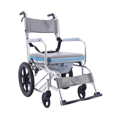 China Lightweight Portable Aluminum Alloy Wheelchair Dual Function Non-Slip Toilet Bathroom Wheelchair for sale