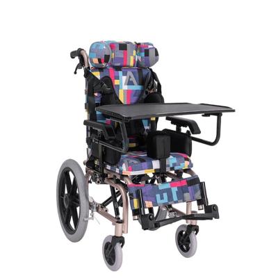 China Aluminum Alloy High Backrest CE Approved Wheelchair Rehabilitation Child Wheelchair For Children With Cerebral Palsy for sale