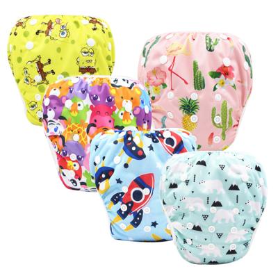 China Custom Reusable Baby Printed Swimming Diapers Waterproof Swimwear Diapers for sale