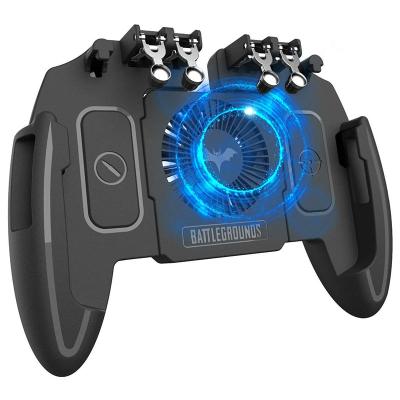 China With Phone Holder M11 Goal Shoot Six Finger Sensitive Metal Trigger Locks Mobile Controller With Fan For PUBG for sale