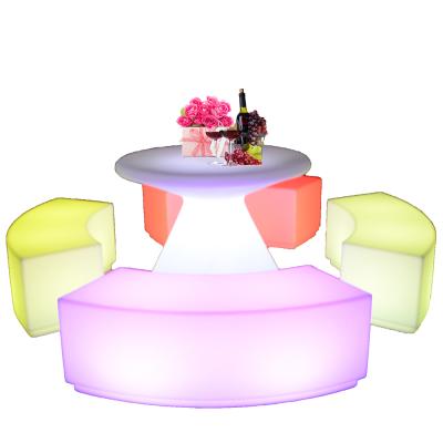 China Modern Plastic Furniture /Cheap plastic led cocktail table illuminated plastic led cocktail table for sale