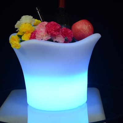 China Wine+food+cans LED illuminated plastic led ice bucket bar use flower shape ice bucket, ktv ice bucket for sale