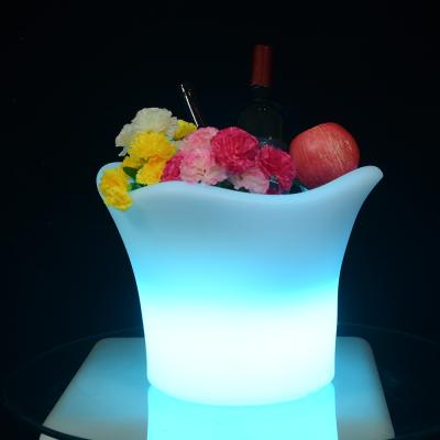 China Small Modern Led Plastic Ice Bucket Double Floor LED Ice Bucket For Champagne Led Ice Coolers for sale