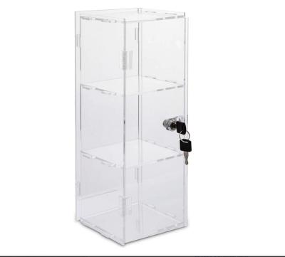 China 3 Tier Acrylic Clear Display Case Display Case With Lock And 2 Keys Retail Display Cases for sale