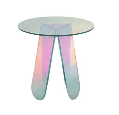 China Fashion Colorful Fancy Round Living Room Acrylic Acrylic Table Rainbow Coffee Table Table Acrylic Furniture for sale