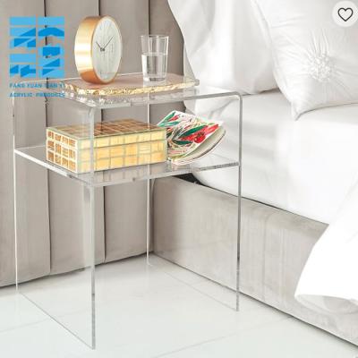 China Custom Clear Acrylic Coffee Table Bedside Table Nightstand Bedroom Furniture Acrylic Nightstand for sale