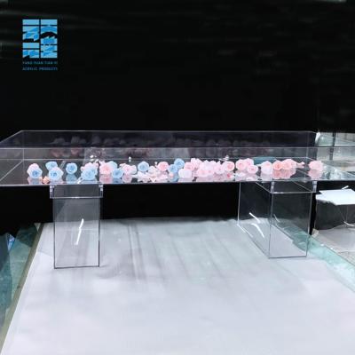 China Convertible modern clear decorate acrylic bridal table acrylic wedding table / acrylic sweetheart table for sale