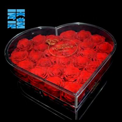 China OEM Mordern Custom Heart Shape Clear Flower Box For Acrylic Pink Flower Box Acrylic Pink Box for sale