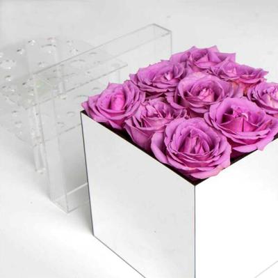 China Mordern Rose Mirror Box Rose Storage Case 9Holes Acrylic Valentine's Day Gift For Girlfriend Thoughtful Box Without Flowers for sale