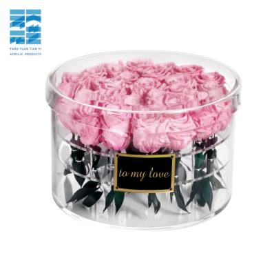 China Mordern Round Acrylic Rose Box Hot Sale Acrylic Round Flower Box Flower Box for sale